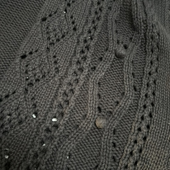 Moda Intl Womens Black Cotton Hooded Cable Knit Cardigan S Dark Academia Cozy - Picture 11 of 11